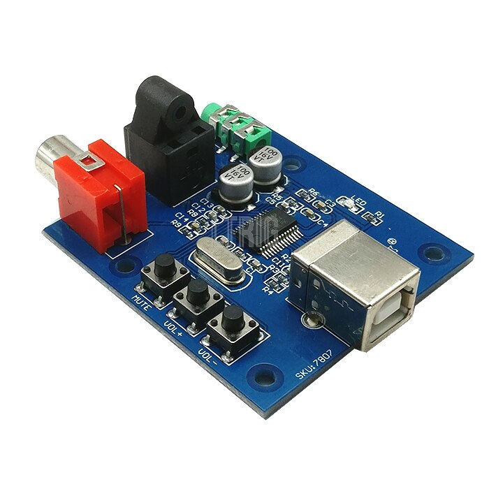 custom 1Pcs PCM2704 USB DAC USB Fiber Optic Coaxial Analog Output Power for Raspberry Pi Raspbian RaspBMC