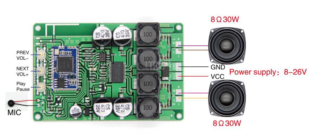 custom 1Pcs QCC3031/3034 Bluetooth 5.0 pair box TWS with call APTXHD power amplifier board 2x20W/30W