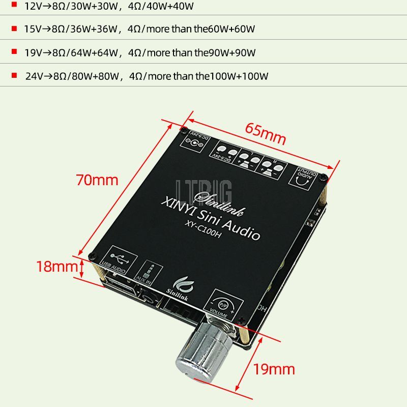 custom 1Pcs TPA3116 Audio Amplifier Board 100W*2 HiFi Stereo Subwoofer Amplifier Stage Device Speaker Amplifier Kit