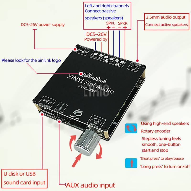 custom 1Pcs TPA3116 Audio Amplifier Board 100W*2 HiFi Stereo Subwoofer Amplifier Stage Device Speaker Amplifier Kit