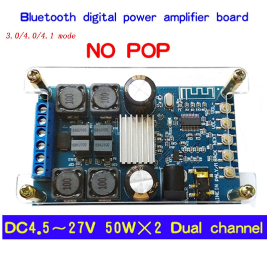custom 1Pcs TPA3116 Bluetooth Digital Amplifier Board Dual 50W*2 Audio Amplifier with Shell No POP Sound 502B