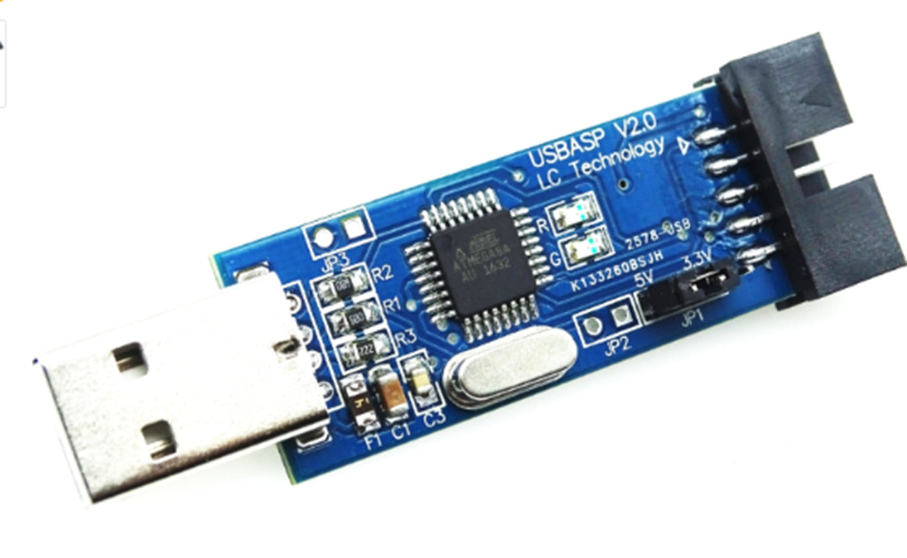 custom 1Pcs USB ISP AVR Programmer 3.3V/5V USB ISP ASP ATMEGA8 ATMEGA128 ATtiny/CAN/PWM +10Pin Wire Support Win7 64BitBit