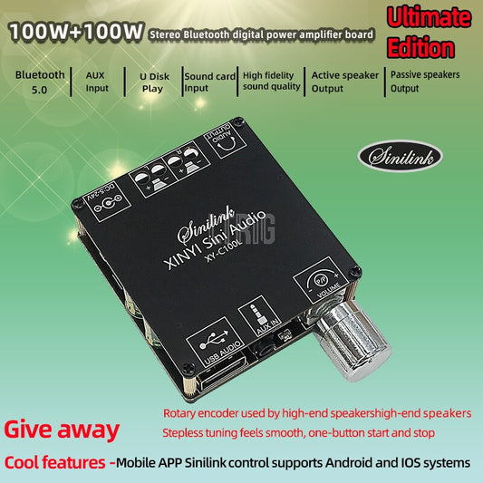 custom 1Pcs XY-C100L Wireless Audio Digital Power Amplifier Stereo Board 100Wx2 Bluetooth 5.0  360 Degree Stepless Tuning