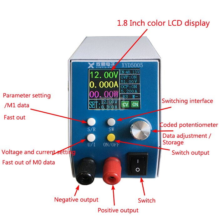 custom 1Pcs XYD5005 DC-DC step-down power supply constant voltage adjustable digital display voltage ammeter 50V5A