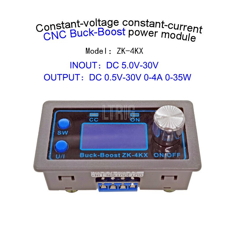 custom 1Pcs ZK-4KX, DC Buck Boost Converter, DC CV 0.5-30V, 4A Power Module, Adjustable Regulated Power Supply