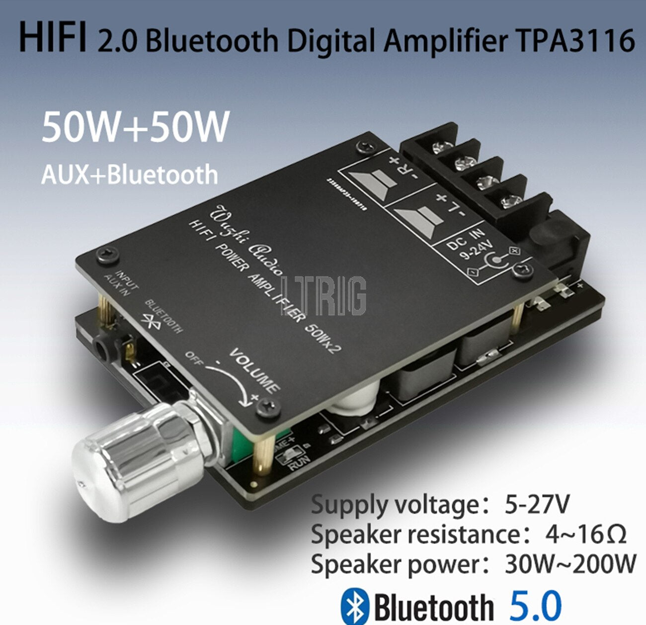 custom 1Pcs ZK-502C, HIFI, Wireless Bluetooth 5.0, TPA3116, TPA3116D2 50WX2 Digital Audio Amplifier Board Stereo Amplifier