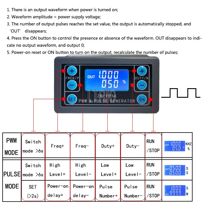 customized 1Pcs ZK-PP1K KHZ pulse frequency adjustable square wave device