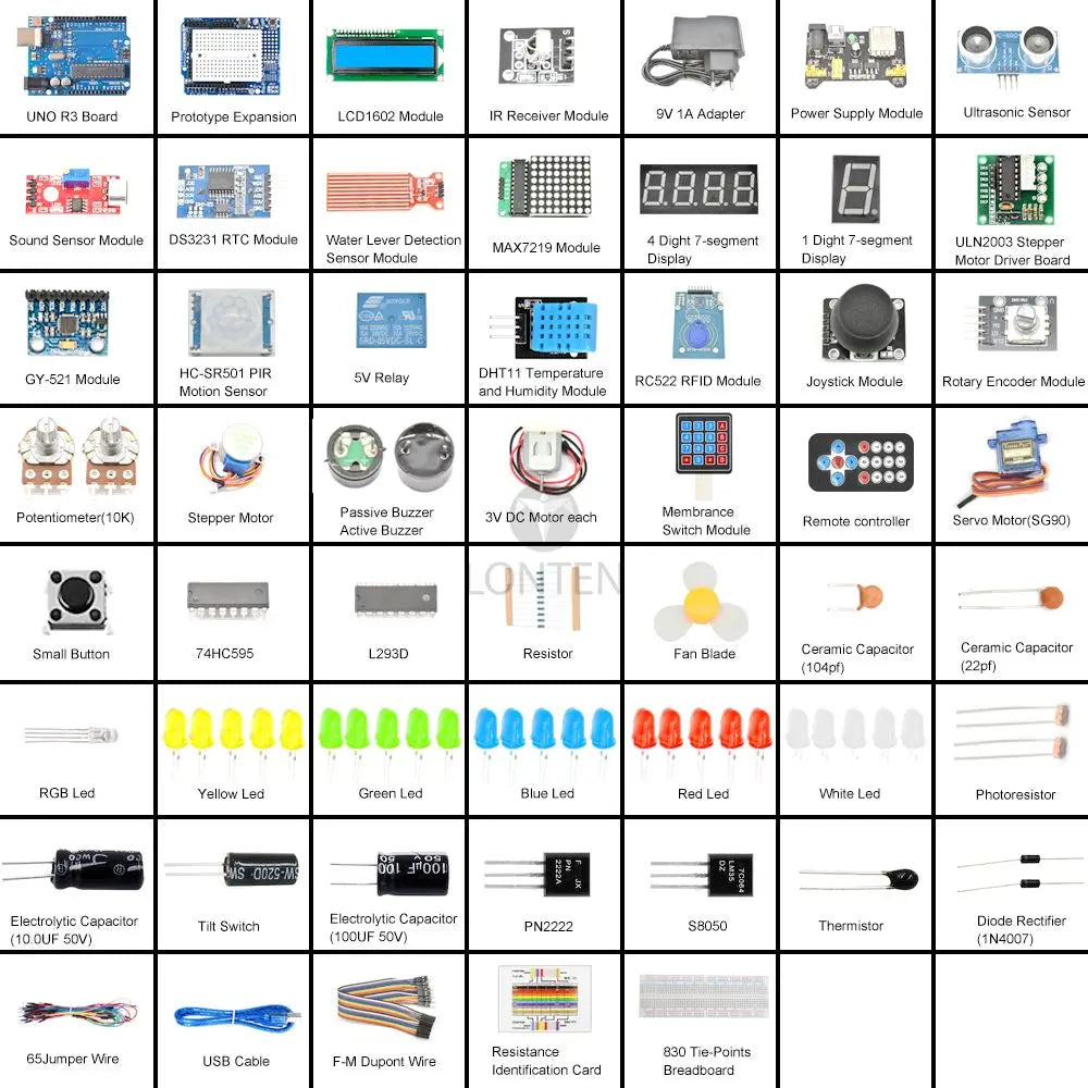 Custom Lonten Starter Kit for Ard  R3 Ultimate Starter Set Full Version Learning DIY Kit Project for UNO with Tutorials LTARK-2