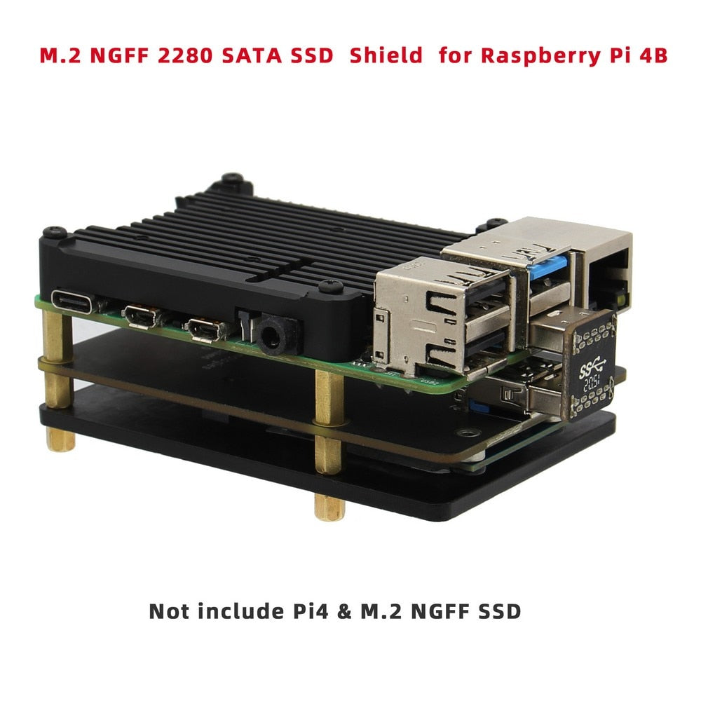 M.2 NGFF 2280 SATA SSD Storage Expansion Board / Shield X862 V2.0 & Heatsink with Fan for Raspberry Pi 4 customize