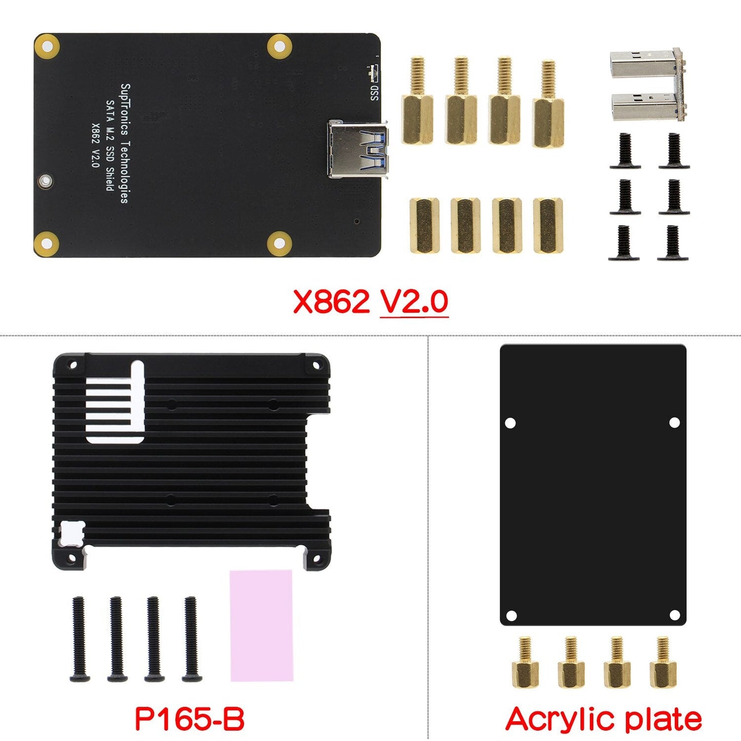 M.2 NGFF 2280 SATA SSD Storage Expansion Board / Shield X862 V2.0 & Heatsink with Fan for Raspberry Pi 4 customize