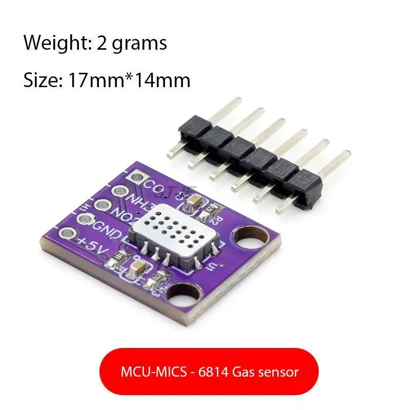 Custom MICS-6814 Gas Sensor Carbon Monoxide CO VOC NO2 NH3 Nitrogen Oxygen Air Quality Detection Numerical Sensor Module for Arduino