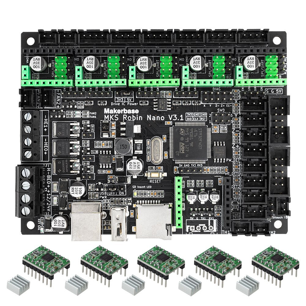 Custom MKS Robin Nano V3.1 3D Printer Control Board Motherboard TS35 TFT Touch Screen Compatible with A4988 TMC2209