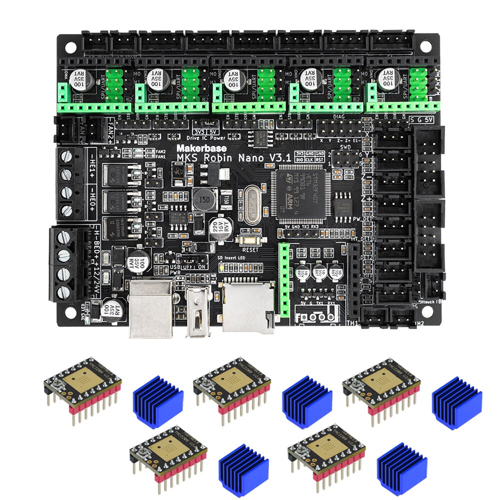 Custom MKS Robin Nano V3.1 3D Printer Control Board Motherboard TS35 TFT Touch Screen Compatible with A4988 TMC2209
