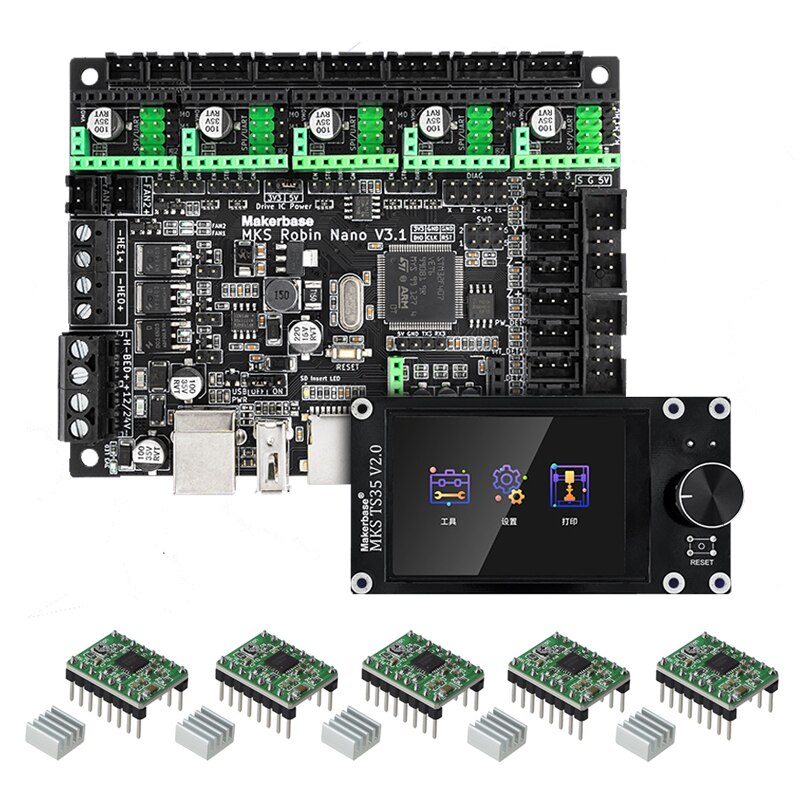Custom MKS Robin Nano V3.1 3D Printer Control Board Motherboard TS35 TFT Touch Screen Compatible with A4988 TMC2209