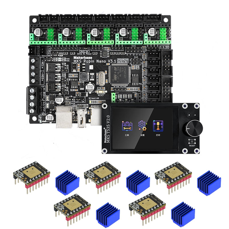 Custom MKS Robin Nano V3.1 3D Printer Control Board Motherboard TS35 TFT Touch Screen Compatible with A4988 TMC2209