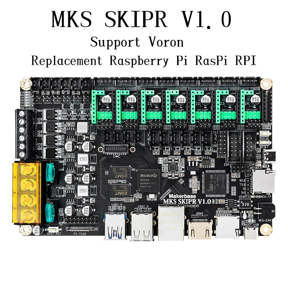 MKS SKIPR Motherboard Quad-Core 64bits SOC STM32F407VET6 Klipper EMMC For 3D Printer Voron Replacement Raspberry Pi customize