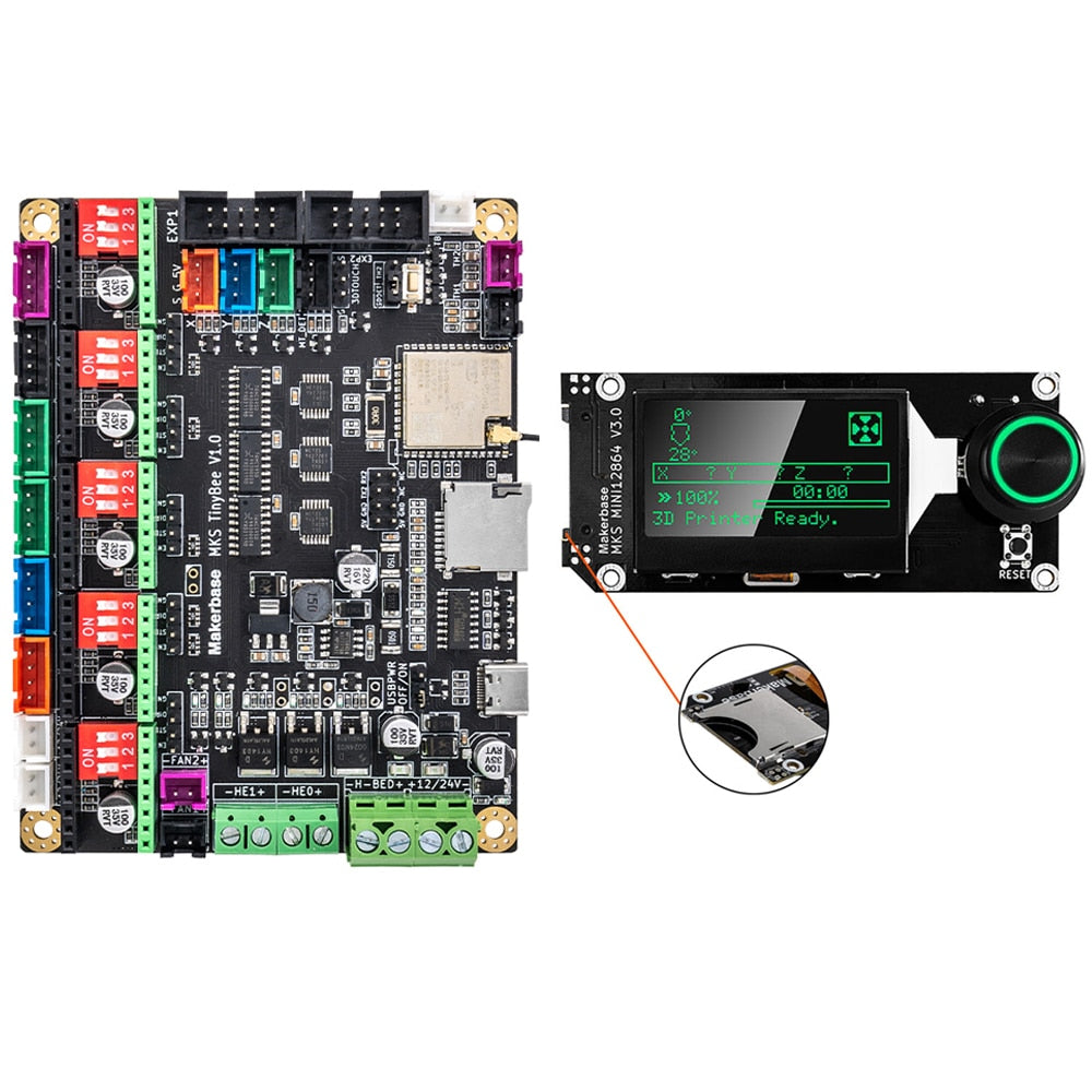 MKS TinyBee Motherboard 3D Printer Control Board ESP32 Wifi WEB Control Mini12864 Compatible A4988 TMC2209 Driver customize