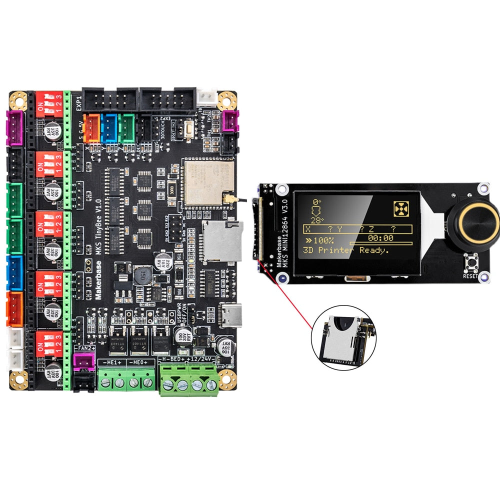 MKS TinyBee Motherboard 3D Printer Control Board ESP32 Wifi WEB Control Mini12864 Compatible A4988 TMC2209 Driver customize