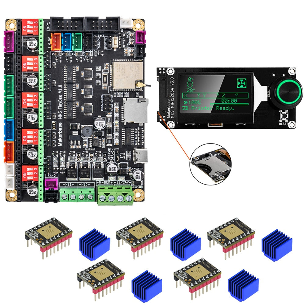 MKS TinyBee Motherboard 3D Printer Control Board ESP32 Wifi WEB Control Mini12864 Compatible A4988 TMC2209 Driver customize