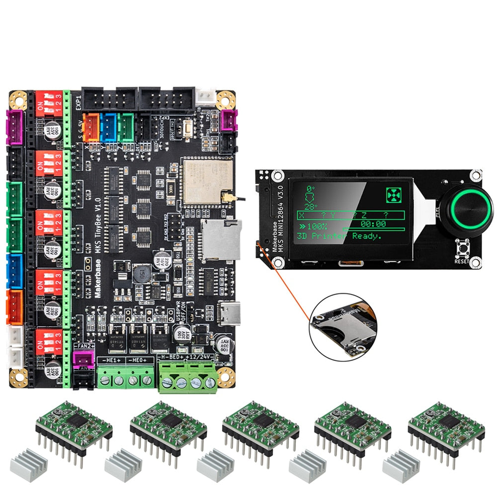 MKS TinyBee Motherboard 3D Printer Control Board ESP32 Wifi WEB Control Mini12864 Compatible A4988 TMC2209 Driver customize