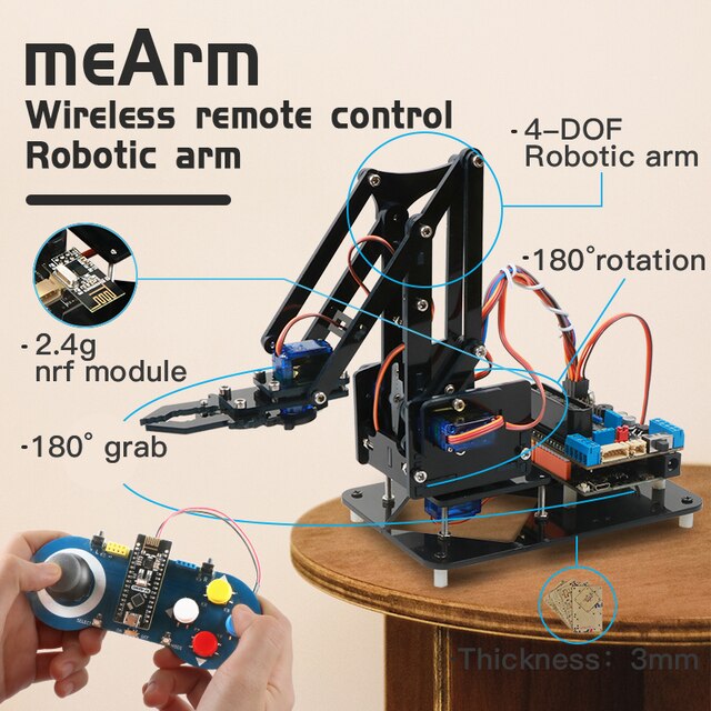 Mechanical Arm Robot Car Learning Starter Kit diy , acrylic toy robot, PS/2.4G wireless control,for Arduino R3 Robot customize