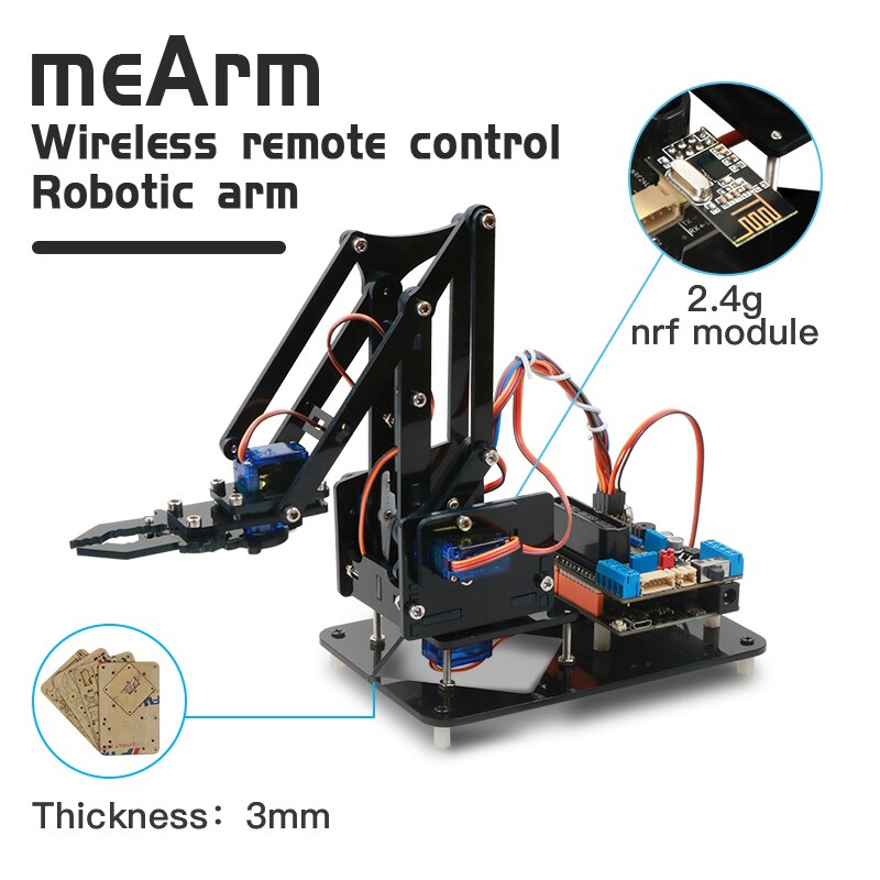 Mechanical Arm Robot Car Learning Starter Kit diy , acrylic toy robot, PS/2.4G wireless control,for Arduino R3 Robot customize