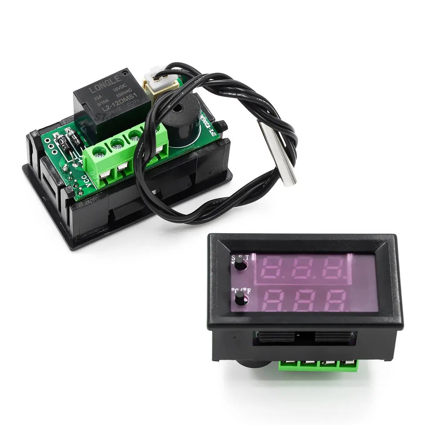 Custom  Microcomputer digital thermostat electronic W1209WK 12V red blue adjustable Fahrenheit/Celsius conversion