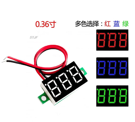 Custom Mini 0.36 inch DC 0-32v 3 bits Digital Red Green blue LED Display Panel Voltage Meter Voltmeter tester