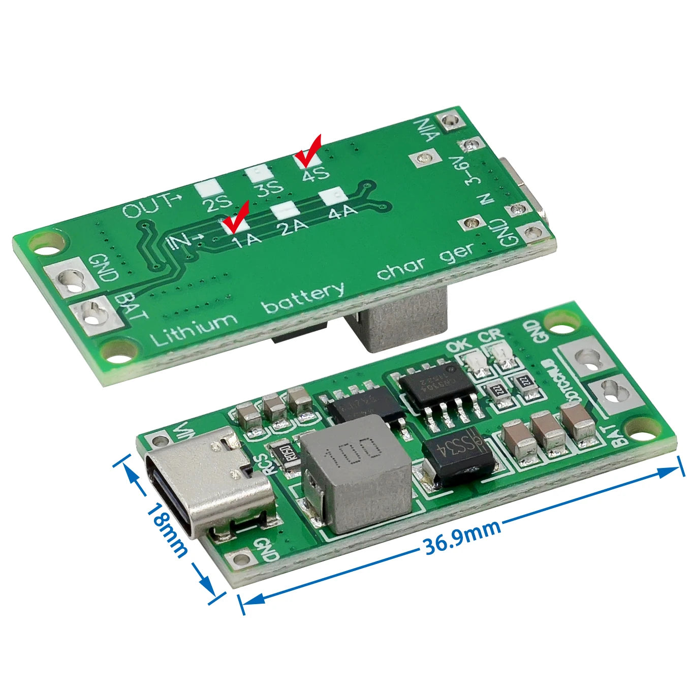 Custom Multi-Cell 2S 3S 4S Type-C To 8.4V 12.6V 16.8V Step-Up Boost LiPo Polymer Li-Ion Charger 7.4V 11.1V 14.8V 18650 Lithium Battery