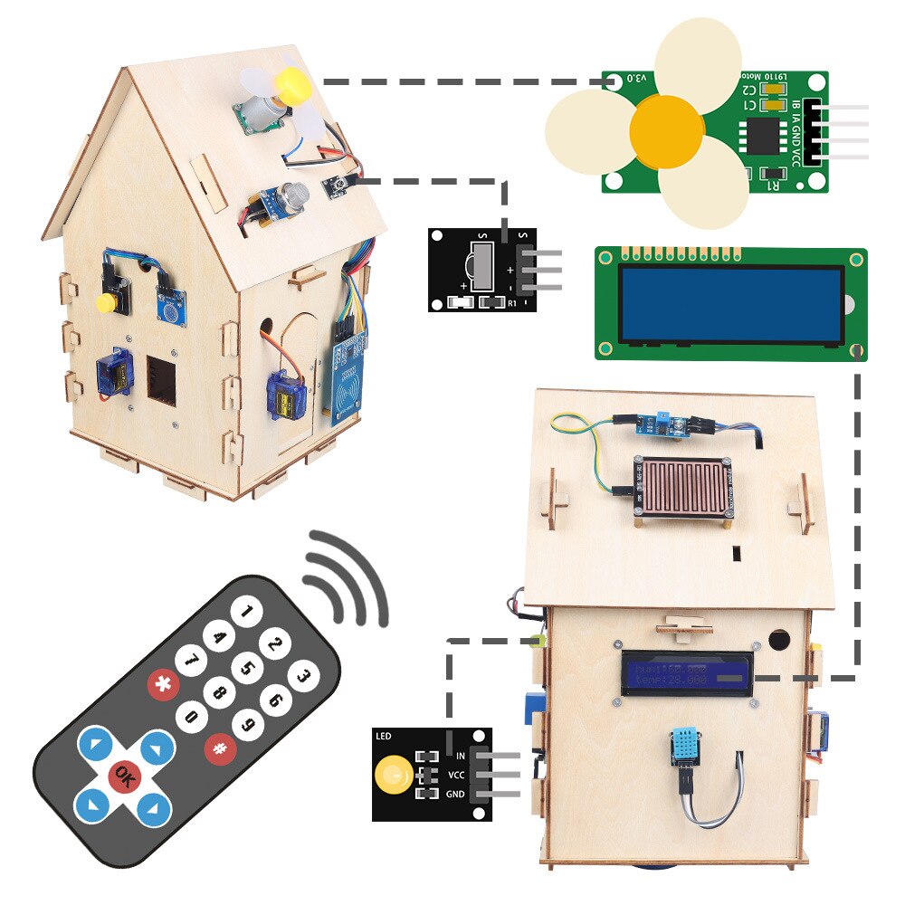 Programming Diy Nano Wooden House STEM Programming Kit Smart Home Starter Kit DIY Wood ...