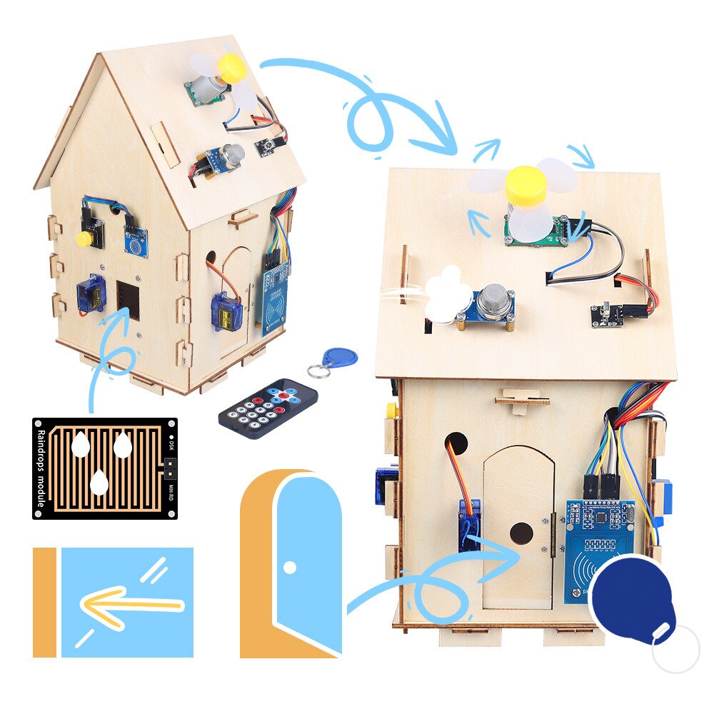 Nano Wooden House STEM Programming Kit Smart Home Starter Kit DIY Wooden House Programming IoT Kit customize