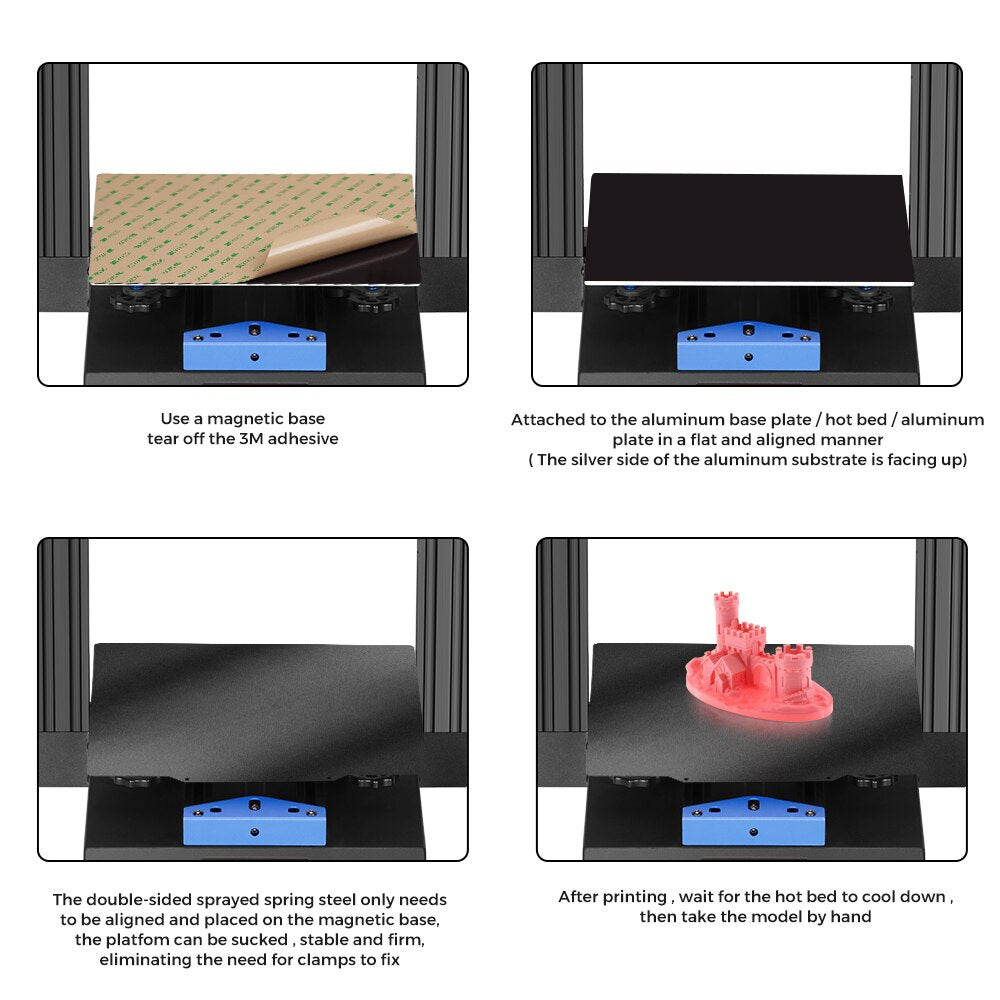 New Double Sided PEI Spring Steel Sheet (Double Sided Black Textured ) With Magnetic Base 220/235/310mm For 3D Printer Hotbed customize