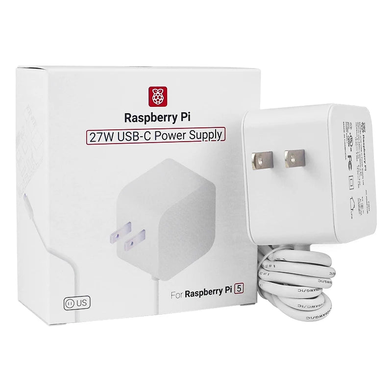 Custom Official     Pi 27W USB-C Power Supply 5.1V 5A Compatible for PD Charging EU US UK Plug for     Pi 5