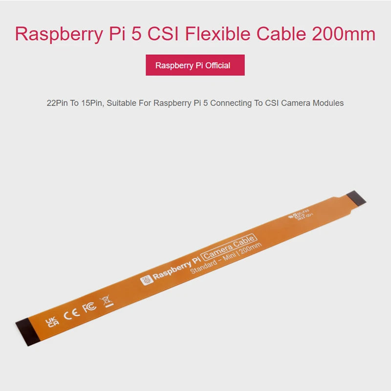 Custom Official     Pi 5 Camera Cable CSI Display DIS Cable 22Pin to 15 Pin for     Pi DIS Screen LCD Display