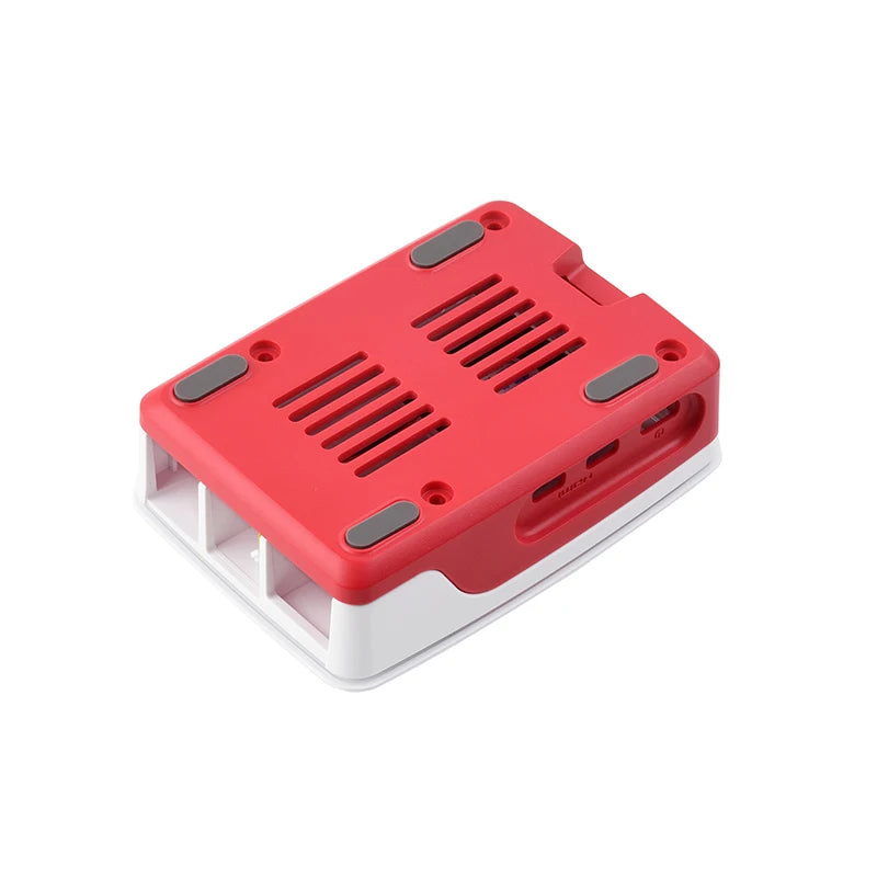 Custom Official     Pi 5 Case Red White ABS Shell with Temperature Controlled Fan Support Cluster Stacking for RPI 5 Pi5