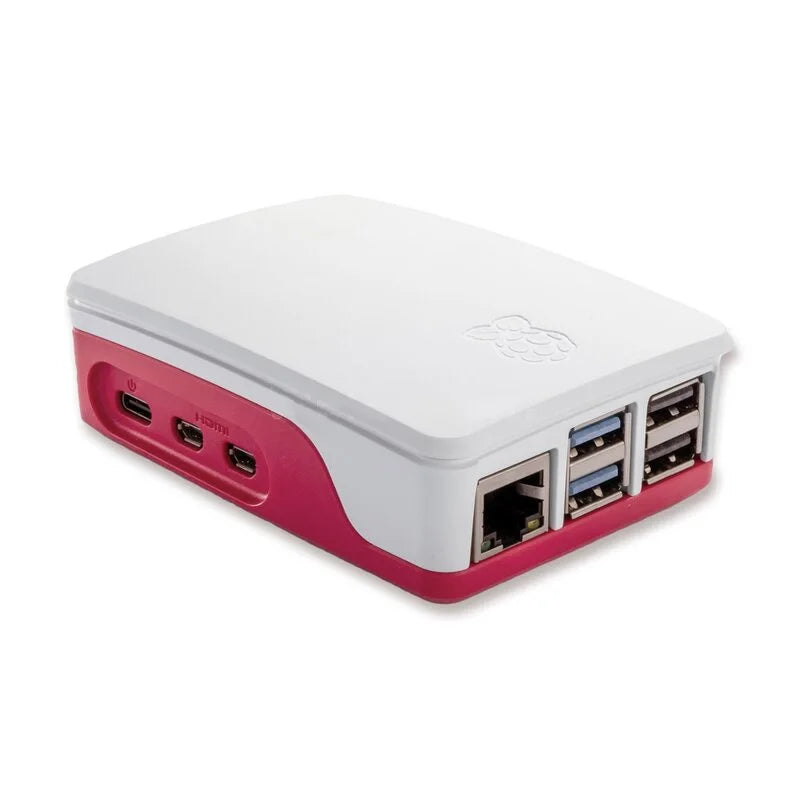 Custom Official     Pi 5 Case Red White ABS Shell with Temperature Controlled Fan Support Cluster Stacking for RPI 5 Pi5