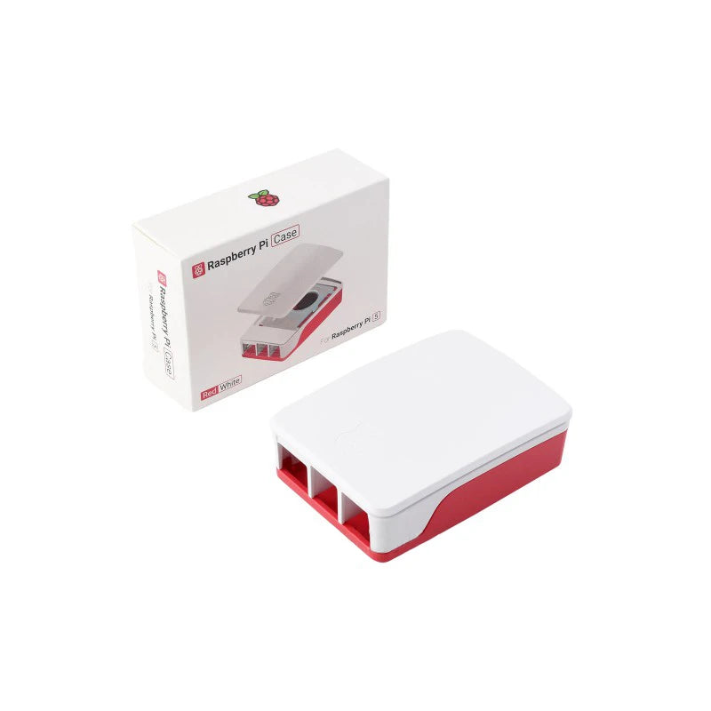 Custom Official     Pi 5 Case Red White ABS Shell with Temperature Controlled Fan Support Cluster Stacking for RPI 5 Pi5
