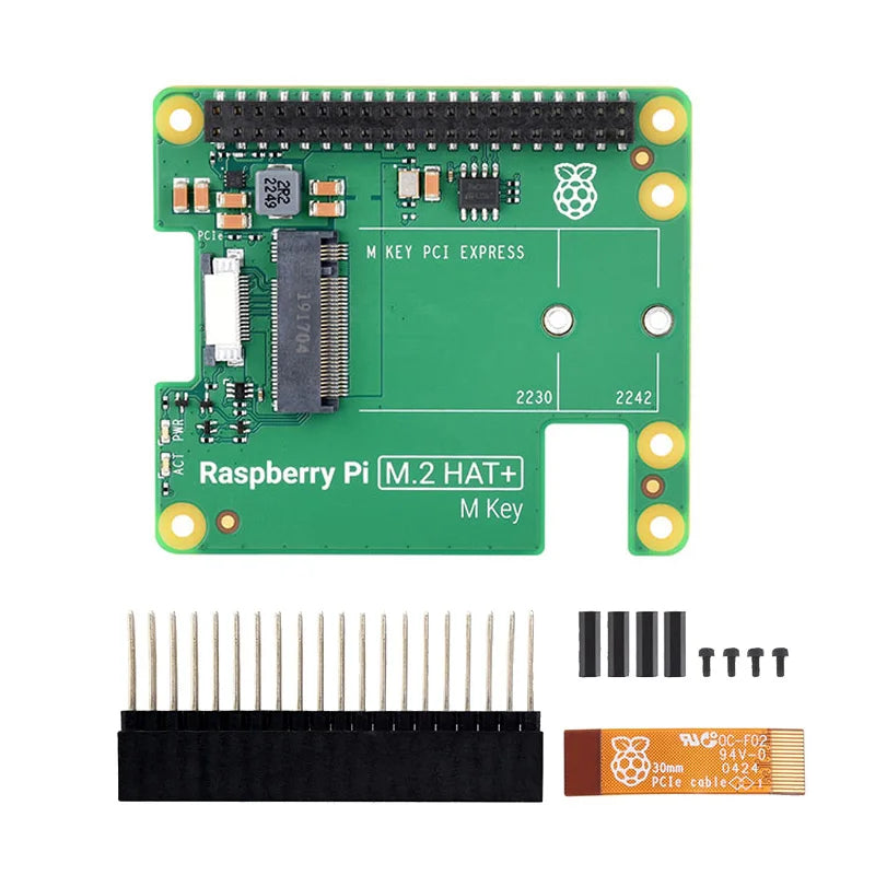 Custom Official     Pi 5 M.2 HAT+ Gen2 Gen3 NVME M.2 SSD 2230/2242 Size M Key PCI Express GPIO Expansion Board for RPI5 Pi5