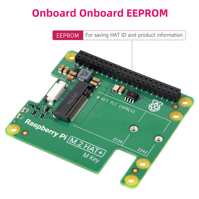Custom Official     Pi 5 M.2 HAT+ Gen2 Gen3 NVME M.2 SSD 2230/2242 Size M Key PCI Express GPIO Expansion Board for RPI5 Pi5