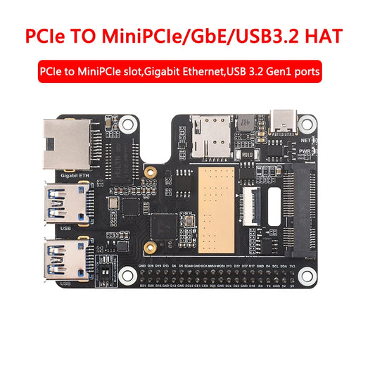 Custom MiniPCIe 4G Gigabit Ethernet RJ45 USB HUB HAT+ Optional SIM7600G-H/EG25-G for Rasberry Pi 5