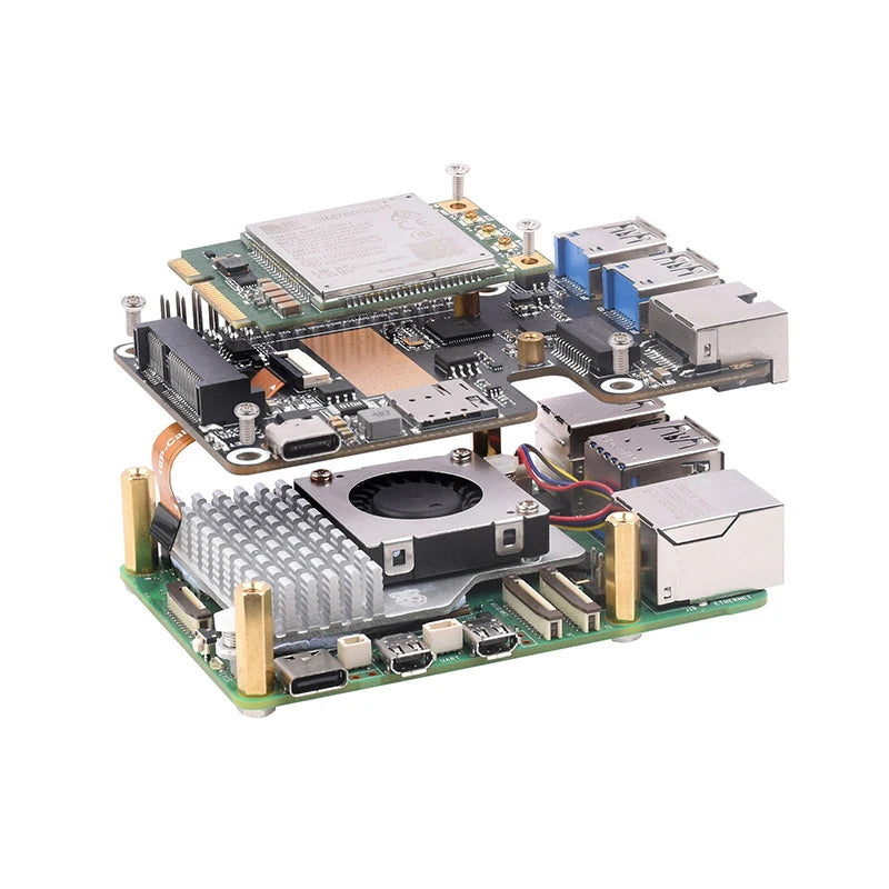 Custom MiniPCIe 4G Gigabit Ethernet RJ45 USB HUB HAT+ Optional SIM7600G-H/EG25-G for Rasberry Pi 5