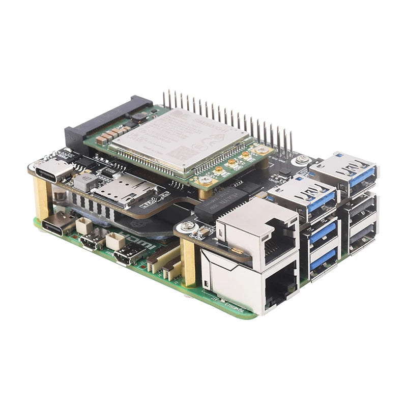 Custom MiniPCIe 4G Gigabit Ethernet RJ45 USB HUB HAT+ Optional SIM7600G-H/EG25-G for Rasberry Pi 5
