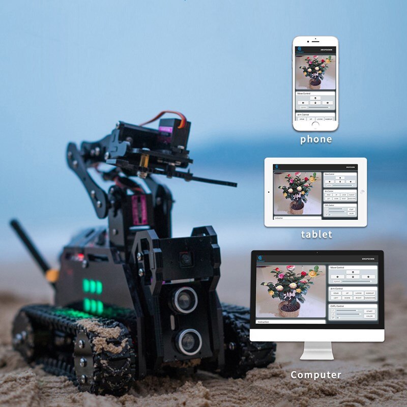 Professional R & D Manufacturer Steam Raspberry Pi Tank WiFi Camera AI Video Crawler Robot customize