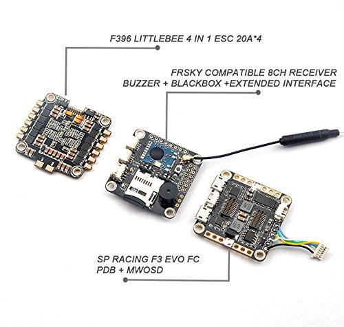 RacerCube SP Racing F3 EVO Flight Controller Integrated 4in1 ESC PDB MWOSD Frsky 8CH PPM SBUS Receiver F19759 customize