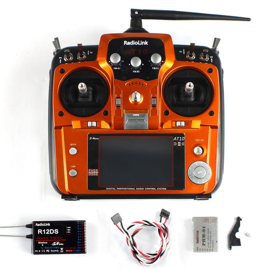 Radiolink AT10II 2.4Ghz 10CH RC Transmitter with R12DS Receiver PRM-01 Voltage Return Module For RC Helicopter Airplane customize