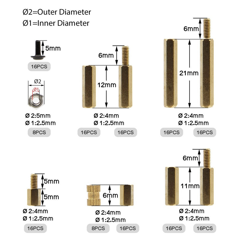 Raspberry Pi 160Pcs M2.5 Series Hex Brass Spacers Standoffs+Nuts+Screws Kit Accessories for Raspberry Pi 4 Model B/3B+/3B/2B/B+ customize