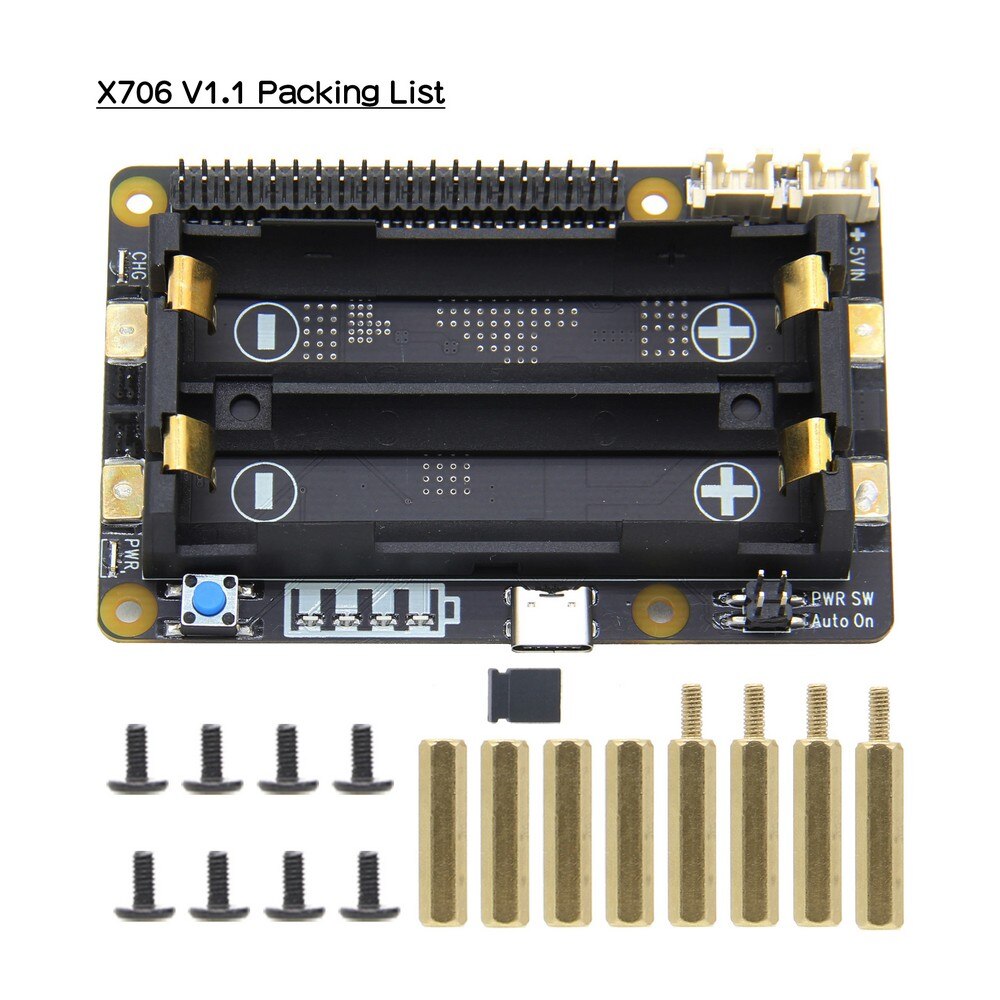 Raspberry Pi 18650 UPS HAT，X706 V1.1 Shield/Expansion Board supports Auto Power On for Raspberry Pi 4 model B/3B+/3B customize