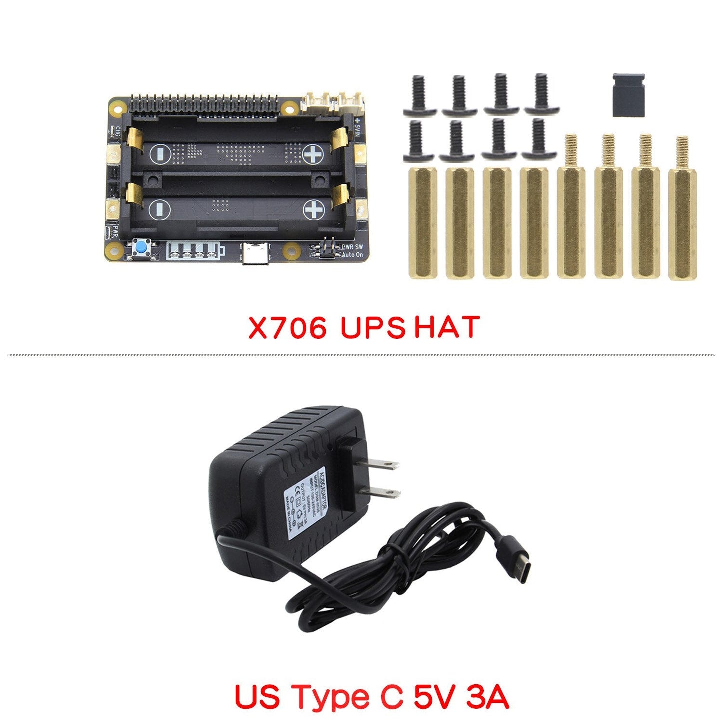 Raspberry Pi 18650 UPS HAT，X706 V1.1 Shield/Expansion Board supports Auto Power On for Raspberry Pi 4 model B/3B+/3B customize