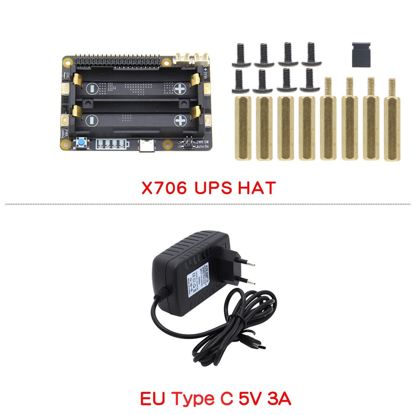 Raspberry Pi 18650 UPS HAT，X706 V1.1 Shield/Expansion Board supports Auto Power On for Raspberry Pi 4 model B/3B+/3B customize