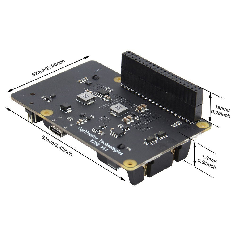 Raspberry Pi 18650 UPS HAT，X706 V1.1 Shield/Expansion Board supports Auto Power On for Raspberry Pi 4 model B/3B+/3B customize